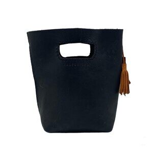 Half United Black Leather Bucket Bag